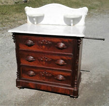 Antique Victorian White Marble Top Walnut Washstand Dresser w Candle Shelves , used for sale  Sugarcreek