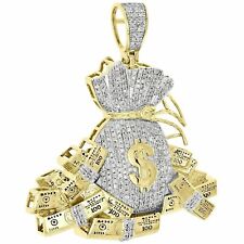 Pingente de prata masculino folheado a ouro amarelo 14K bolsa de dinheiro moissanita real 100 dólares comprar usado  Enviando para Brazil