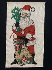 ¿Vintage? Banner colgante de pared de Navidad Papá Noel y bolsa de juguetes lentejuelas decoración navideña segunda mano  Embacar hacia Mexico