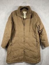 Used, L. L. Bean Womens Suede Goose Down Parka Sherpa Collar Large Petite Zip Jacket for sale  Shipping to South Africa