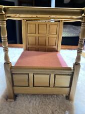 Dollhouse Miniature Wooden Blonde Paneled Tudor Canopy Bed 1:12 Scale for sale  Shipping to South Africa