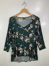 TORRID Size 00 Green Floral Button UP Hi Lo Sweetheart Neckline Pleated Shirt for sale  Shipping to South Africa