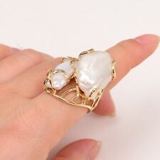 Anillos de perlas Keshi blancos cultivados enchapados en oro anillo ajustable para dama segunda mano  Embacar hacia Argentina