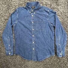 Camisa jeans masculina Abercrombie & Fitch azul grande manga longa botão para baixo comprar usado  Enviando para Brazil