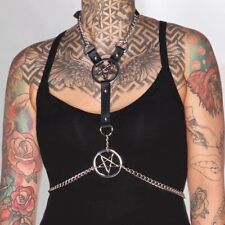 Gothic Harness Straps Women Pentagram Punk Body Bondage Sexy Metal Chain Belts til salgs  Frakt til Norway