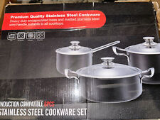 6 Piece Kitchen Cookware Set Stainless Steel Pots and Pans New for sale  Shipping to South Africa