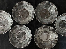 Set 6 Clear Bowls Pressed Glass Berry Dessert Dishes w Ruffled Edge, used for sale  Shipping to South Africa