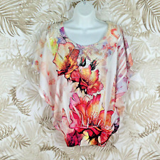 blusa dressbarn feminina de renda floral tamanho S rosa multicolorida fluida asa de morcego em excelente estado usado comprar usado  Enviando para Brazil