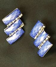 Pendientes de imitación de lapislázuli tubo piedra estrás tono plateado de colección segunda mano  Embacar hacia Argentina