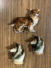 Collie Lassie Dog Porcelain/ceramics Japan 4 3/4 in. Long. Shakers 3 in. Tall for sale  Shipping to South Africa