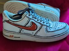 Nike Air Force 1 Custom Shoes Low Cartoon Pomarańczowe Swoosh Czarne Obrys Rozmiar 10 na sprzedaż  PL