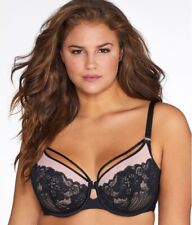 CURVY COUTURE Black/Rose Tulip Strappy Lace Push Up Bra, US 46H, UK 46FF, NWOT for sale  Shipping to South Africa