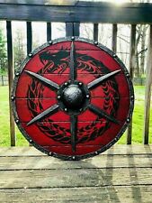 Escudo redondo vikingo de madera y acero larpa medieval armadura escudo templario segunda mano  Embacar hacia Mexico