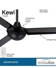 Minka-Aire F833-BK Kewl 52'' 3 Blade Ceiling Fan w/ Wall Control, Blk for sale  Shipping to South Africa