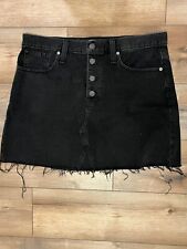 Mini-saia jeans Madewell tamanho 32 rígida linha A preta botão frontal desgastado, usado comprar usado  Enviando para Brazil