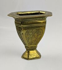 Antique Indonesian Java Betel Sirih Leaf Holder in Brass Engraved Design 1900-20 for sale  Shipping to Canada
