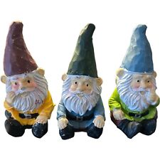 Garden Gnome Statue Decor Cement Multicolor Set Of 3 for sale  Shipping to South Africa