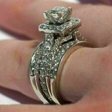 Juego de anillos de compromiso moissanita corte princesa plata esterlina 925 real talla 6 segunda mano  Embacar hacia Mexico