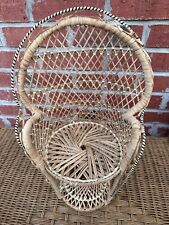 Mini Peacock Wicker Fan Back Rattan Chair 17” Doll Plant Stand Boho Hippie Decor for sale  Shipping to South Africa