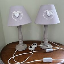 Range Two Matching Wooden Table Lamps with Shades / Pair of Bedside Purple Gray for sale  Shipping to South Africa