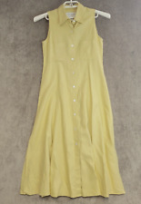 Vestido feminino Vittadini Maxi 100% linho 6 botões amarelos frente sem mangas longo comprar usado  Enviando para Brazil