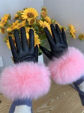 Piel artificial puños de piel guantes de cuero para mujer guantes de invierno segunda mano  Embacar hacia Argentina