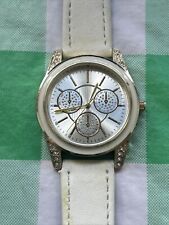 Relógio de quartzo feminino analógico pulseira branca dourado, usado comprar usado  Enviando para Brazil