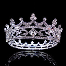 4.5cm Tall Full Crystal King Queen Wedding Queen Princess Prom Tiara Round Crown, used for sale  Shipping to South Africa