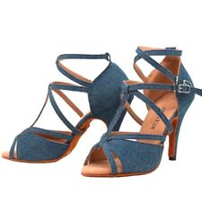 Denim Fabric Women Professional Latin Dance Shoes Samba Dance Shoes High Heels for sale  Shipping to South Africa