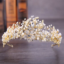 8.5cm Tall Flower Pearl Crystal Tiara Crown Wedding Queen Princess Prom 2 Colors for sale  Shipping to South Africa