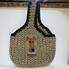 INCRÍVEL bolsa de crochê feita à mão com rosto! Presente para mãe de cachorro grande 22 X 16 com alça!, usado comprar usado  Enviando para Brazil