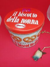 Scatola di latta vintage, scatola biscotti Doria con manici