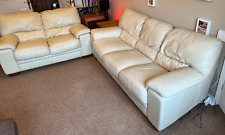 Cream leather sofa for sale  SOLIHULL