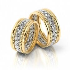 Conjunto de aliança de casamento e anéis de noivado para casal dele e dela ouro 18K em dois tons por cima, usado comprar usado  Enviando para Brazil