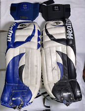 Heaton Helite Six 6 (34”) Vintage Goalie Pads Ice Hockey White Blue Black Used, used for sale  Paramus