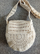 Bolsa redonda de crochê creme boho feita à mão mandala algodão nova, usado comprar usado  Enviando para Brazil