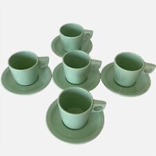 Dallas Ware 5 juegos de tazas de té de café platillos melamina verde como nuevo EE. UU. 1960 accesorios segunda mano  Embacar hacia Argentina