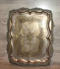 Antique Art Nouveau ornate floral metal serving tray, used for sale  Shipping to South Africa