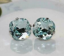 2Ct Cushion Cut Aquamarine Women's Push Back Stud Earrings 14K White Gold Finish for sale  Shipping to South Africa