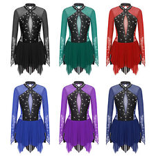 Used, Womens Dance Dress Ballet Leotard Lyrical Dancewear Contrast Color Skater Mesh for sale  Shipping to South Africa