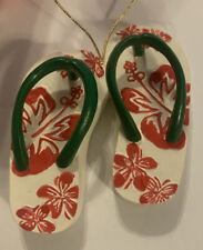 Chinelos de hibisco Hawaiin Island Heritage flip flop enfeite de Natal novo na caixa comprar usado  Enviando para Brazil