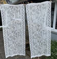 2 Pretty Vintage French Cafe Window Door Curtains Cream - Each Panel 148 x 62cm for sale  Shipping to South Africa