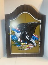 Vintage Wooden Dart Board Cabinet American Eagle & USA Flag Arrows Made In USA for sale  Shipping to South Africa