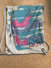 Mochila de cordão vintage Ron Jon Surf Shop praia esporte academia escola pássaros rosa azul-petróleo comprar usado  Enviando para Brazil