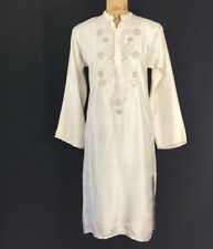 MATTA NY Silk Tunic Dress Silk Long Sl Pale Gray Bead Embellished Indian XS Midi till salu  Toimitus osoitteeseen Sweden