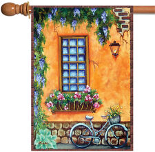 Janela de casa de cidade rústica Toland 28x40 fofa flor de tijolo bandeira de casa de bicicleta comprar usado  Enviando para Brazil
