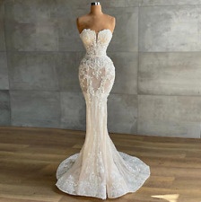 Mermaid Lace Wedding Dress Luxury Crystals Beaded Bridal Dress Sexy Sweetheart, used for sale  Shipping to South Africa