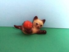 Vintage Hagen Renaker Miniature Siamese Kitten Cat playing w/ yarn Ball for sale  Shipping to South Africa