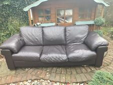 Sofa brown leather for sale  LEATHERHEAD