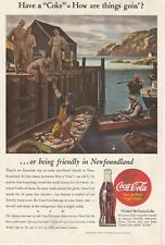 Anuncio impreso de Coca Cola barco militar lago peces Segunda Guerra Mundial alta señal global muelle ejército 1944 segunda mano  Embacar hacia Mexico